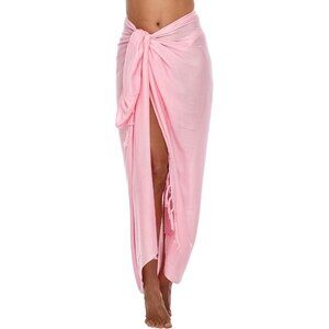 Women Pink Beach Cover Up Skirt Swimsuit Wrap Pareo Coverups